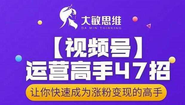 大敏思维-视频号运营高手47招，让你快速成为涨粉变现高手-课程网