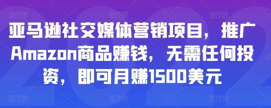 亚马逊社交媒体营销项目，推广Amazon商品赚钱，无需任何投资，即可月赚1500美元-课程网