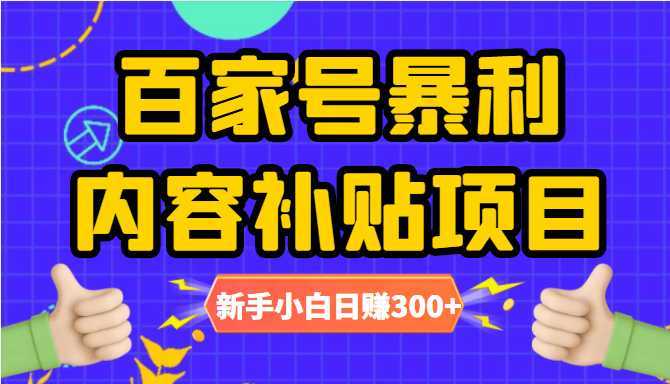 百家号暴利内容补贴项目，图文10元一条，视频30一条，新手小白日赚300+-课程网