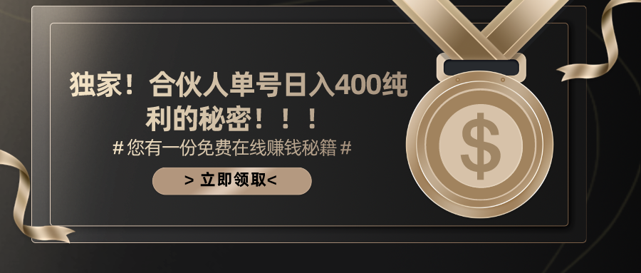 合作伙伴广告宣传撸金全新游戏玩法，每日运单号400净利-课程网