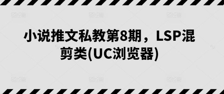 小说推文私教第8期，LSP混剪类(UC浏览器)-课程网