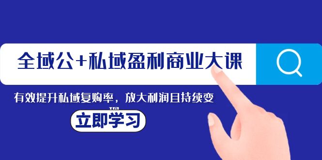 示范区公 公域赢利商业服务大课，全面提升公域回购率，变大盈利且持续转现-暖阳网-优质付费教程和创业项目大全-课程网