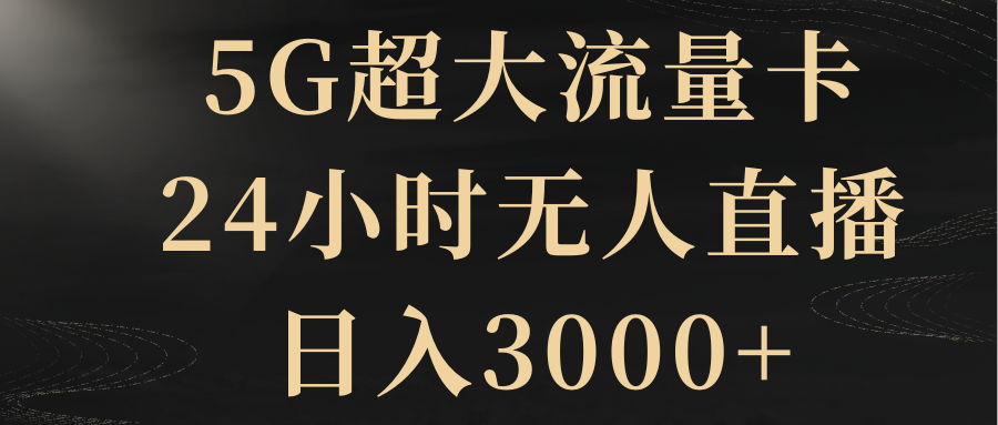 5G超大流量卡，24钟头无人直播，日赚3000-课程网