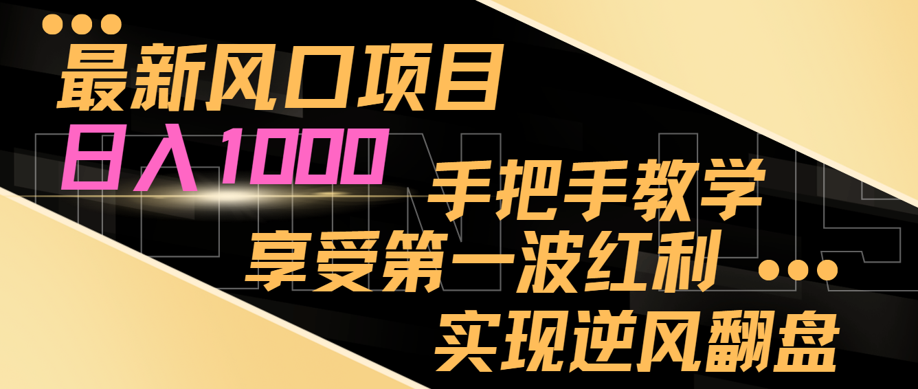 全新蓝海项目，日入了千，抓住当下出风口，享有第一波收益，完成让二追三-课程网