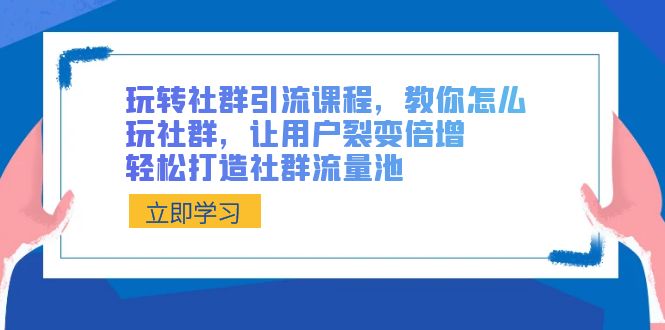 玩转社群 引流课程，教你怎么玩社群营销，让裂变拉新增长，让你拥有社群营销流量入口-课程网