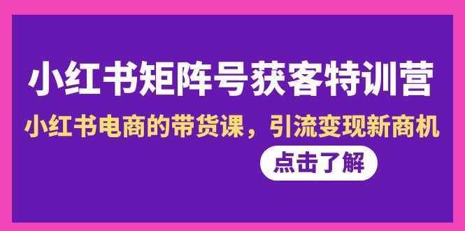 小红书的-矩阵账号拓客夏令营-第10期，小红书电商的卖货课，引流变现商机-课程网