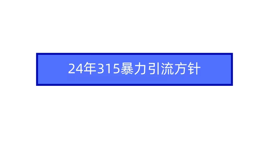 2024年315暴力引流方针-课程网