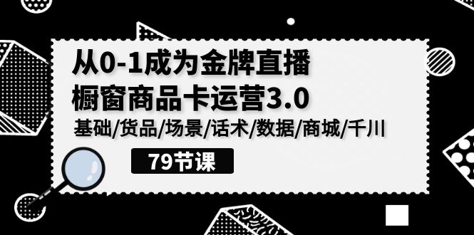 0-1变成王牌直播间-橱窗展示产品卡经营3.0，基本/货物/情景/销售话术/数据信息/商城系统/巨量千川-课程网