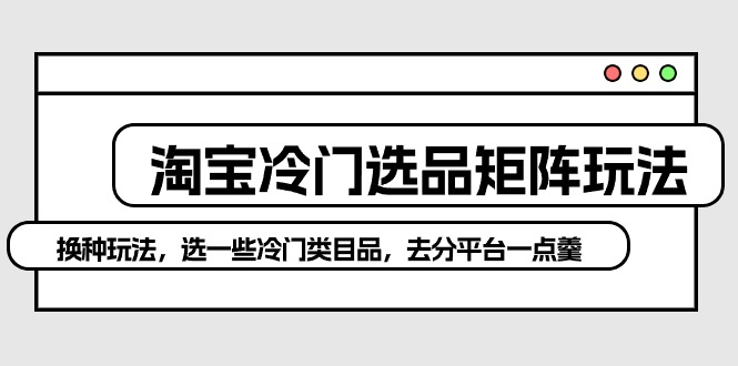 淘宝网小众选款引流矩阵游戏玩法：换个游戏玩法，选一些冷门类目品，去分服务平台一点羹-课程网