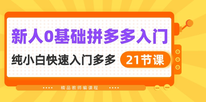 新人0基础拼多多入门，​纯小白快速入门多多-课程网