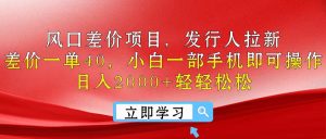 出风口价格差新项目，外国投资者引流，价格差一单40，小白一手机即可操作，日入20…-课程网