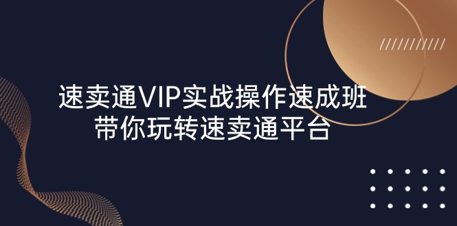 速卖通 VIP实战操作-速成班，带你玩转速卖通平台-课程网