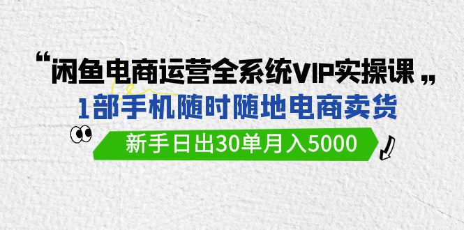 闲鱼平台网店运营全系统VIP实战演练课，1手机随时卖东西，初学者日出30单月入5000-课程网