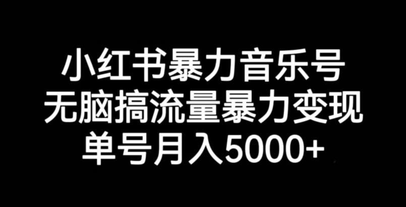 小红书的暴力行为音乐号，没脑子搞总流量暴力行为转现，运单号月入5000-课程网