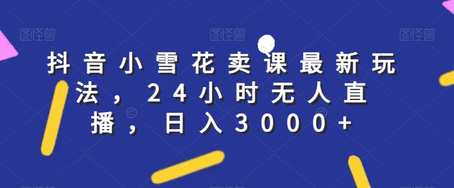 抖音小小雪花购买课程全新游戏玩法，24钟头无人直播，日入3000 【揭密】-暖阳网-优质付费教程和创业项目大全-课程网