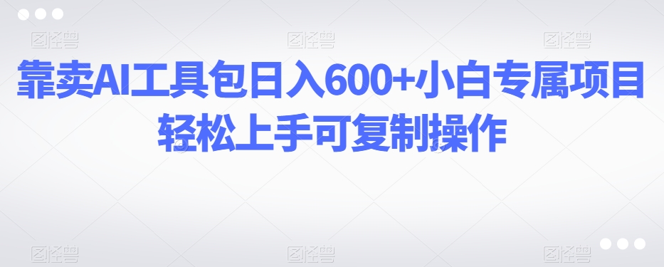 靠卖AI工具包日入600+小白专属项目轻松上手可复制操作-暖阳网-优质付费教程和创业项目大全-课程网