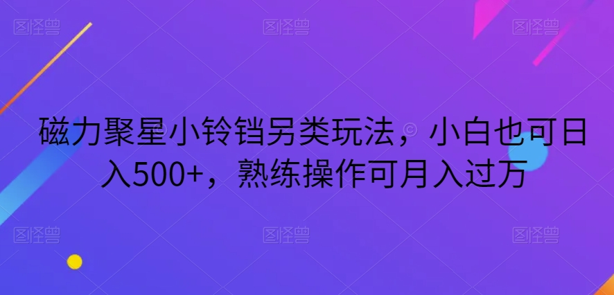 磁力聚星小铃铛另类玩法，小白也可日入500+，熟练操作可月入过万-暖阳网-优质付费教程和创业项目大全-课程网