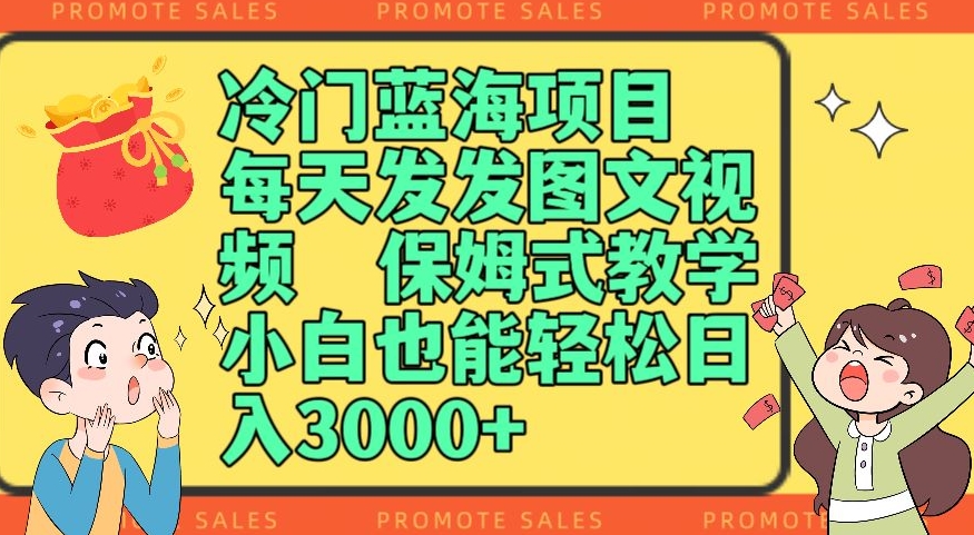 冷门蓝海项目，每天发发图文视频，保姆式教学，小白也能轻松日入3000+-暖阳网-优质付费教程和创业项目大全-课程网