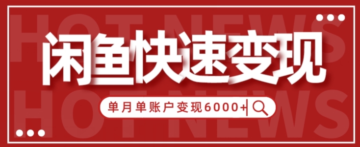 【新手项目】小白快速在闲鱼单月单账号变现6000+的秘密-课程网