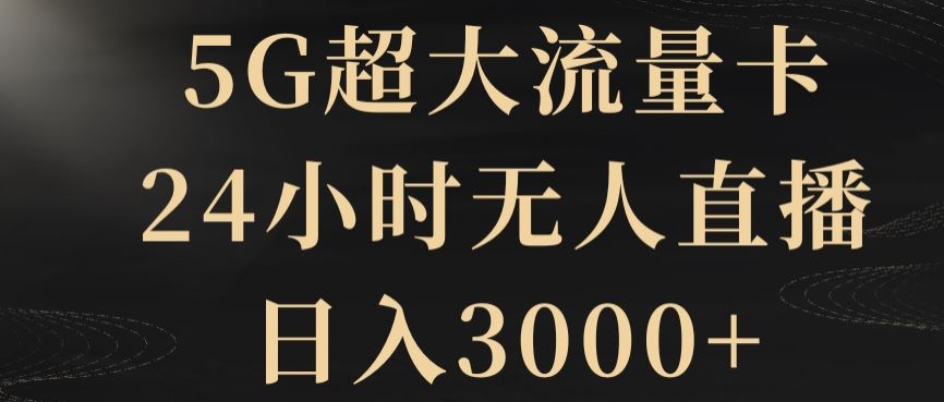 5G超大流量卡，24小时无人直播，日入3000+【揭秘】-课程网