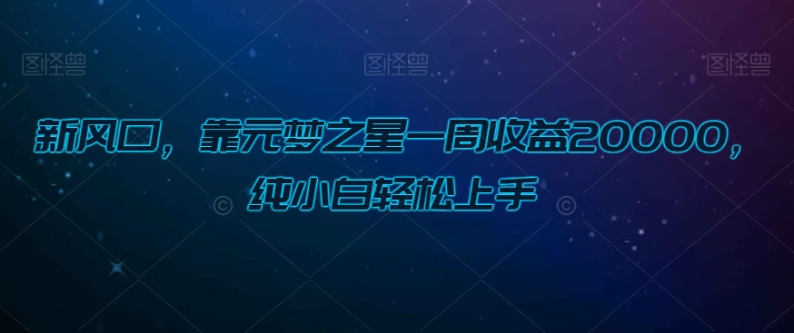 新风口，靠元梦之星一周收益20000，纯小白轻松上手-课程网