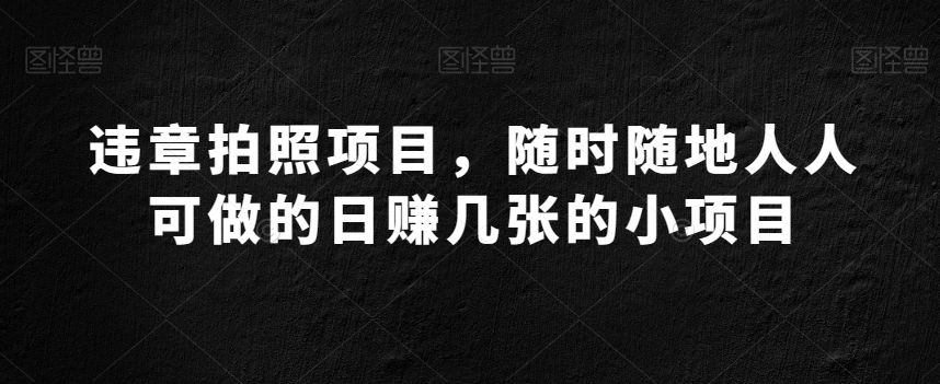 违章拍照项目，随时随地人人可做的日赚几张的小项目-课程网