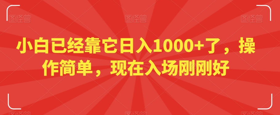 小白已经靠它日入1000+了，操作简单，现在入场刚刚好【揭秘】-课程网