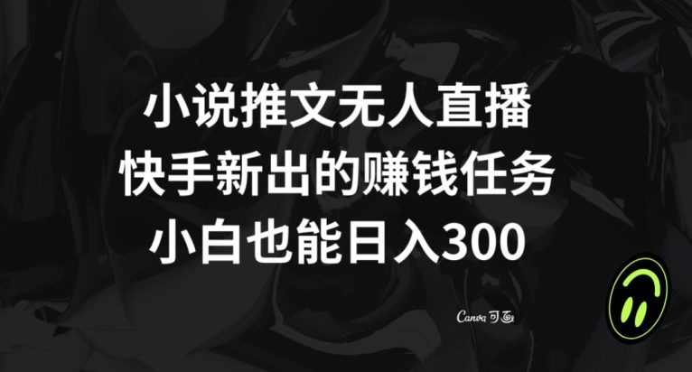 小说推文无人直播，快手新出的赚钱任务，小白也能日入300+【揭秘】-课程网