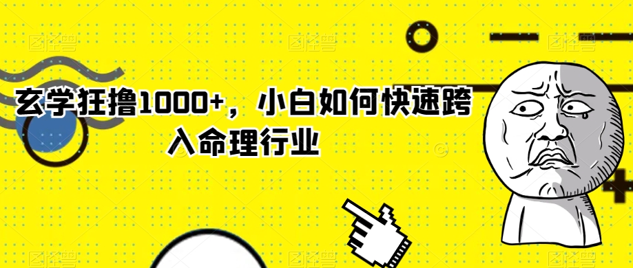 玄学狂撸1000+，小白如何快速跨入命理行业【揭秘】-课程网