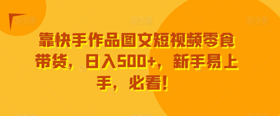 靠快手作品图文短视频零食带货，日入500+，新手易上手，必看！-课程网