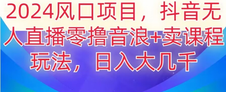 2024风口项目，抖音无人主播撸音浪+卖课程玩法，日入大几千【揭秘】-课程网