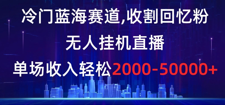 冷门蓝海赛道，收割回忆粉，无人挂机直播，单场收入轻松2000-5w+【揭秘】-课程网