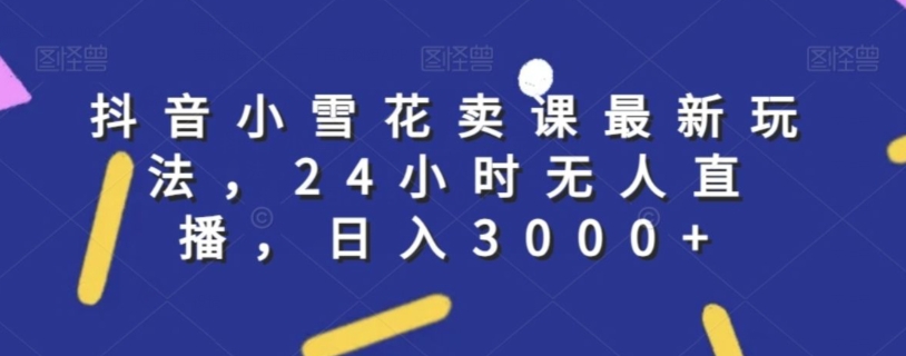 抖音小雪花卖课最新玩法，24小时无人直播，日入3000+【揭秘】-课程网