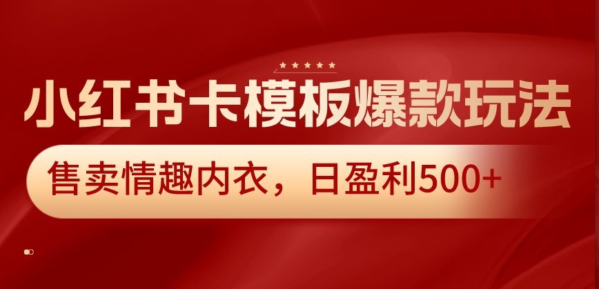 小红书卡模板爆款玩法，售卖情趣内衣，日盈利500+【揭秘】-课程网