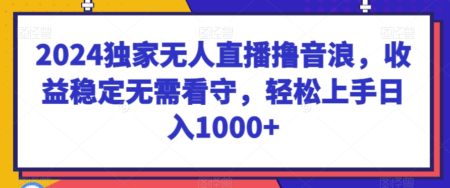 2024独家无人直播撸音浪，收益稳定无需看守，轻松上手日入1000+【揭秘】-课程网