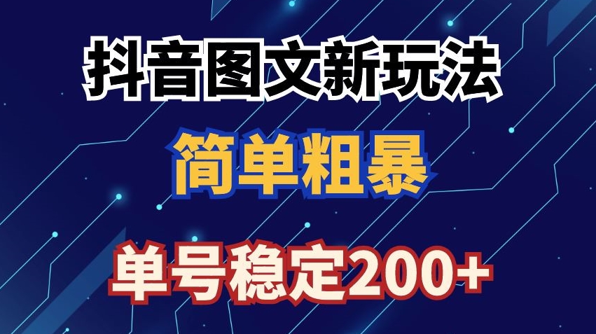 抖音图文流量变现，抖音图文新玩法，日入200+【揭秘】-课程网