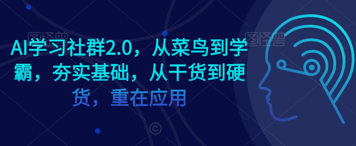 AI学习社群2.0，从菜鸟到学霸，夯实基础，从干货到硬货，重在应用-课程网