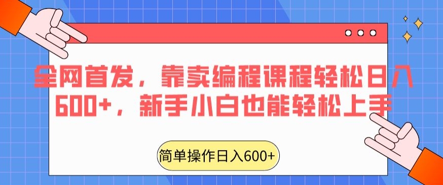 全网首发，靠卖编程课程轻松日入600+，新手小白也能轻松上手-课程网