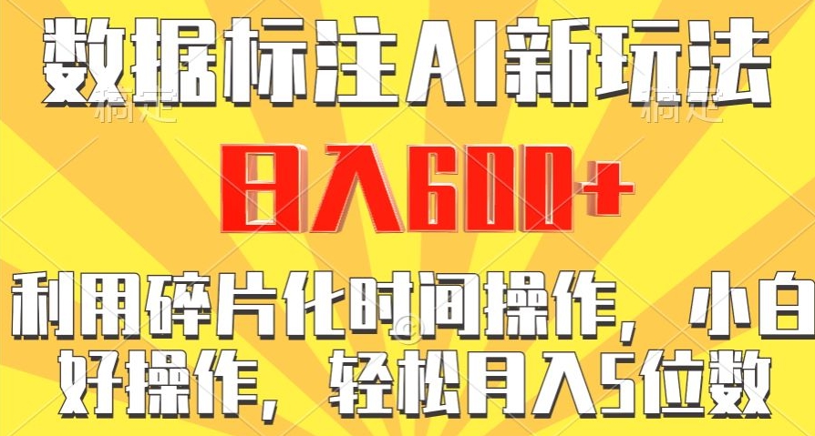 数据标注AI新玩法，利用碎片化时间操作，日入600+-课程网