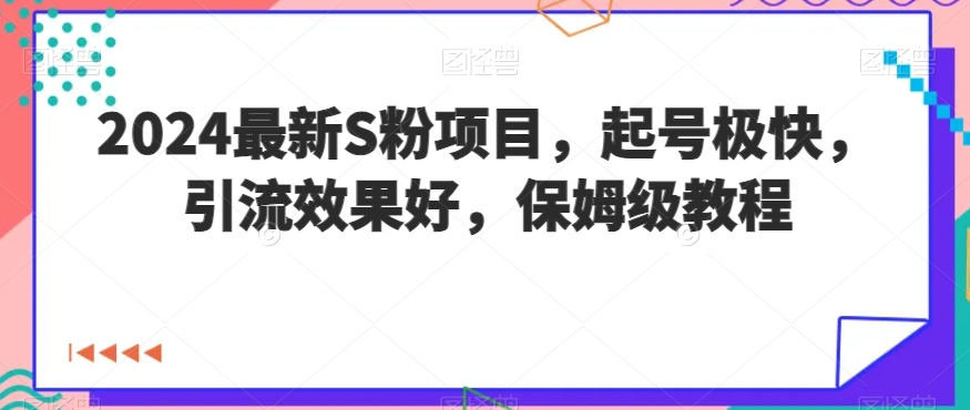 2024最新S粉项目，起号极快，引流效果好，保姆级教程-课程网