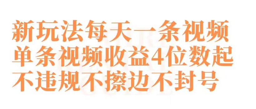 快手新玩法每天一条视频单条视频收益4位数起不违规不擦边不封号【揭秘】-课程网