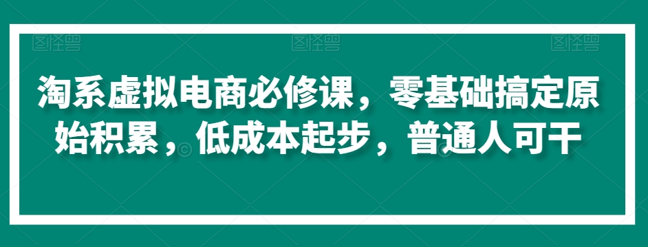 淘系虚拟电商必修课，零基础搞定原始积累，低成本起步，普通人可干-课程网