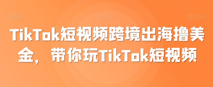 TikTok短视频跨境出海撸美金，带你玩TikTok短视频-课程网