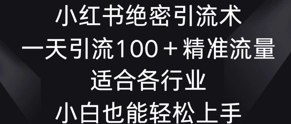 小红书绝密引流术，一天引流100+精准流量，适合各个行业，小白也能轻松上手【揭秘】-课程网