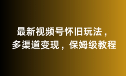 最新视频号怀旧玩法，多渠道变现，保姆级教程-课程网