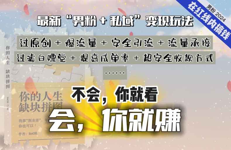 2024，“男粉+私域”还是最耐造、最赚、最轻松、最愉快的变现方式【揭秘】-课程网