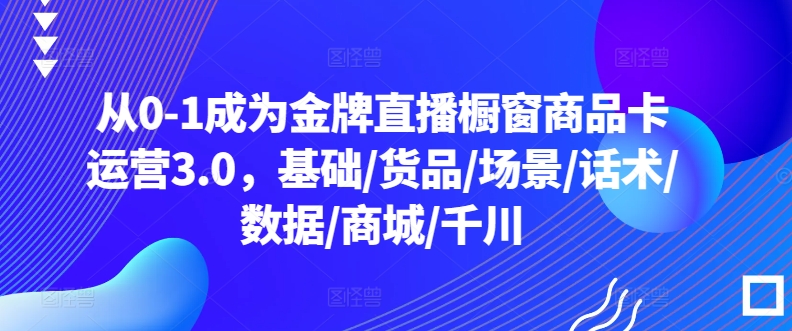 从0-1成为金牌直播橱窗商品卡运营3.0，基础/货品/场景/话术/数据/商城/千川-课程网