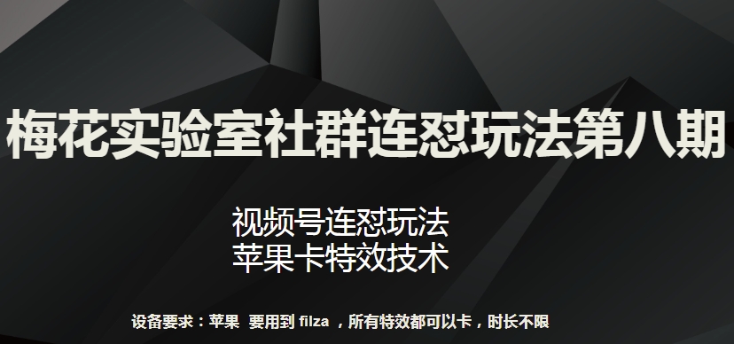 梅花实验室社群连怼玩法第八期，视频号连怼玩法 苹果卡特效技术【揭秘】-课程网