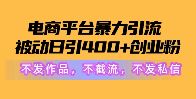 电商平台暴力引流，被动日引400+创业粉不发作品，不截流，不发私信-课程网