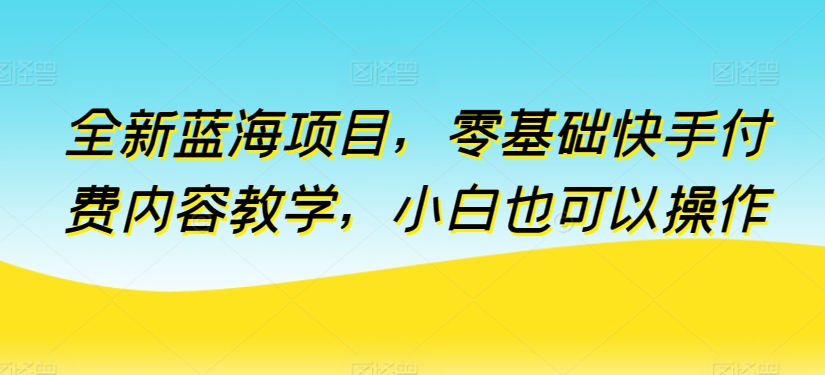 全新升级蓝海项目，零基础快手视频付费视频课堂教学，新手也可以操作【揭密】-课程网